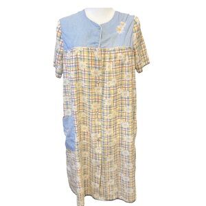 Ashley Taylor Cottagecore Nightgown L Floral Check House Dress